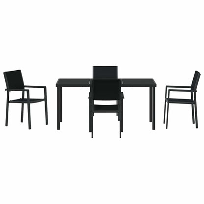 Garden Dining Set 5 pcs Black Powder-Coated Steel