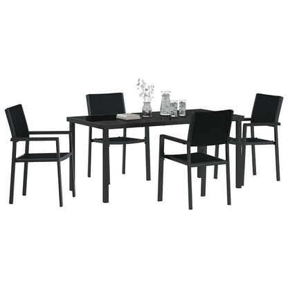 Garden Dining Set 5 pcs Black Powder-Coated Steel