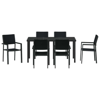 Garden Dining Set 7 pcs Black Powder-Coated Steel