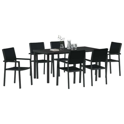 Garden Dining Set 7 pcs Black Powder-Coated Steel