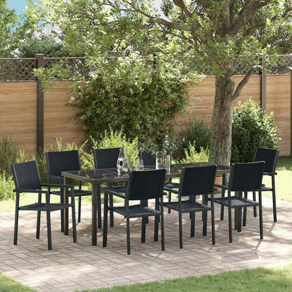 Garden Dining Set 9 pcs Black Powder-Coated Steel
