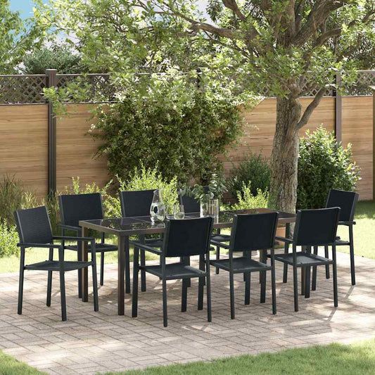 Garden Dining Set 9 pcs Black Powder-Coated Steel