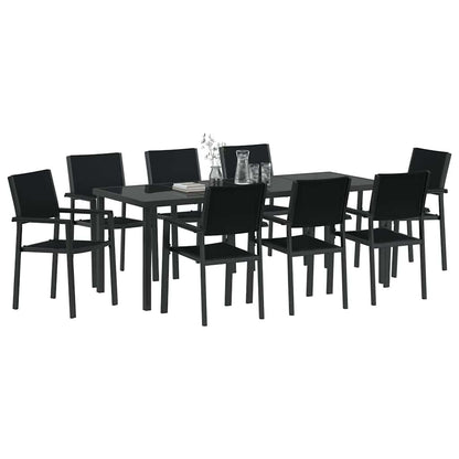 Garden Dining Set 9 pcs Black Powder-Coated Steel