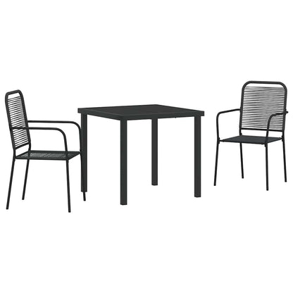 Garden Dining Set 3 pcs Black Powder-Coated Steel