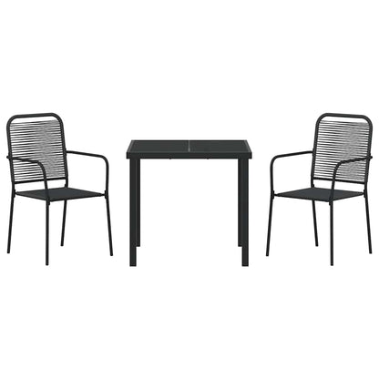 Garden Dining Set 3 pcs Black Powder-Coated Steel