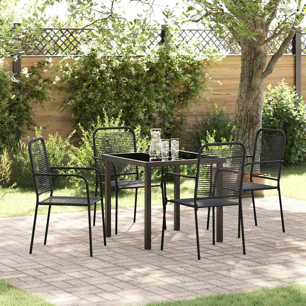 Garden Dining Set 5 pcs Black Powder-Coated Steel