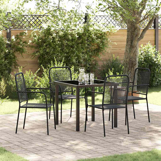 Garden Dining Set 5 pcs Black Powder-Coated Steel