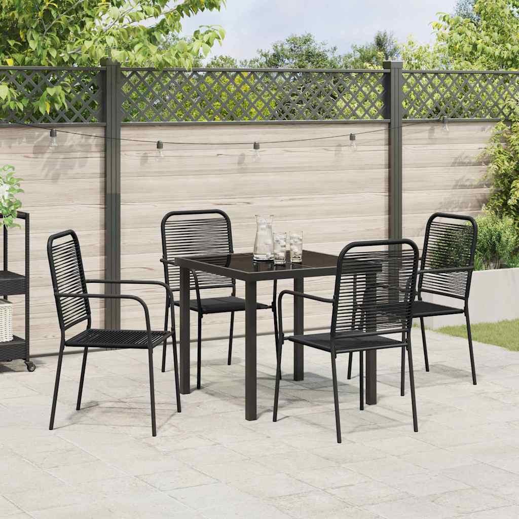 Garden Dining Set 5 pcs Black Powder-Coated Steel