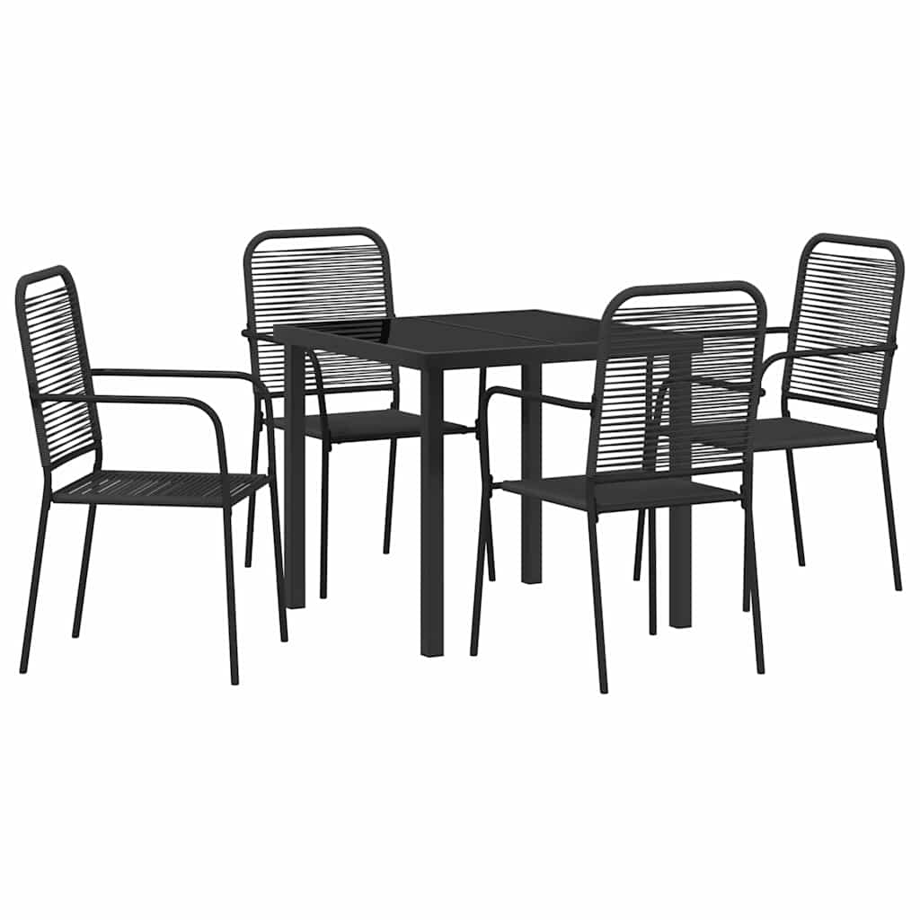 Garden Dining Set 5 pcs Black Powder-Coated Steel