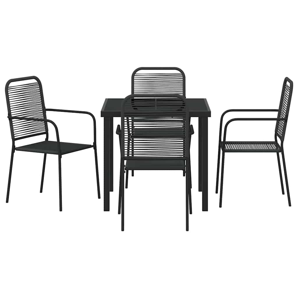 Garden Dining Set 5 pcs Black Powder-Coated Steel