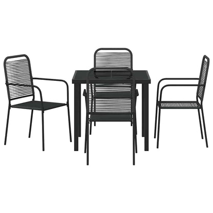 Garden Dining Set 5 pcs Black Powder-Coated Steel