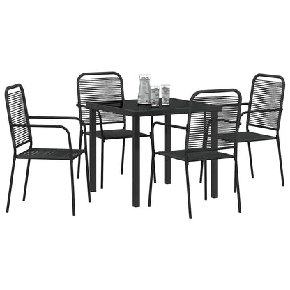 Garden Dining Set 5 pcs Black Powder-Coated Steel