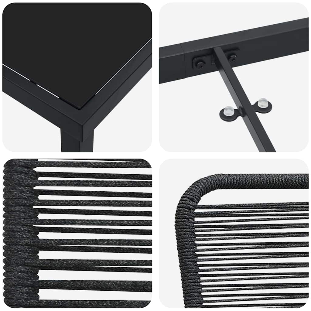 Garden Dining Set 5 pcs Black Powder-Coated Steel