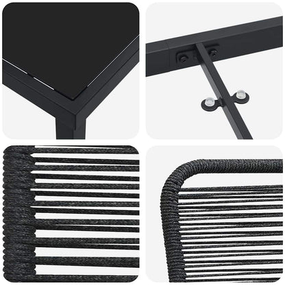 Garden Dining Set 5 pcs Black Powder-Coated Steel