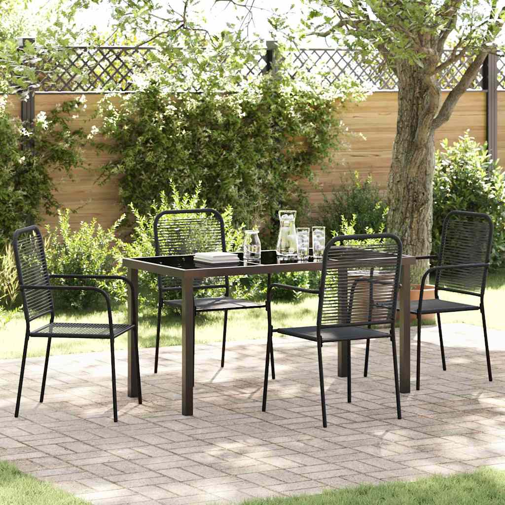 Garden Dining Set 5 pcs Black Powder-Coated Steel