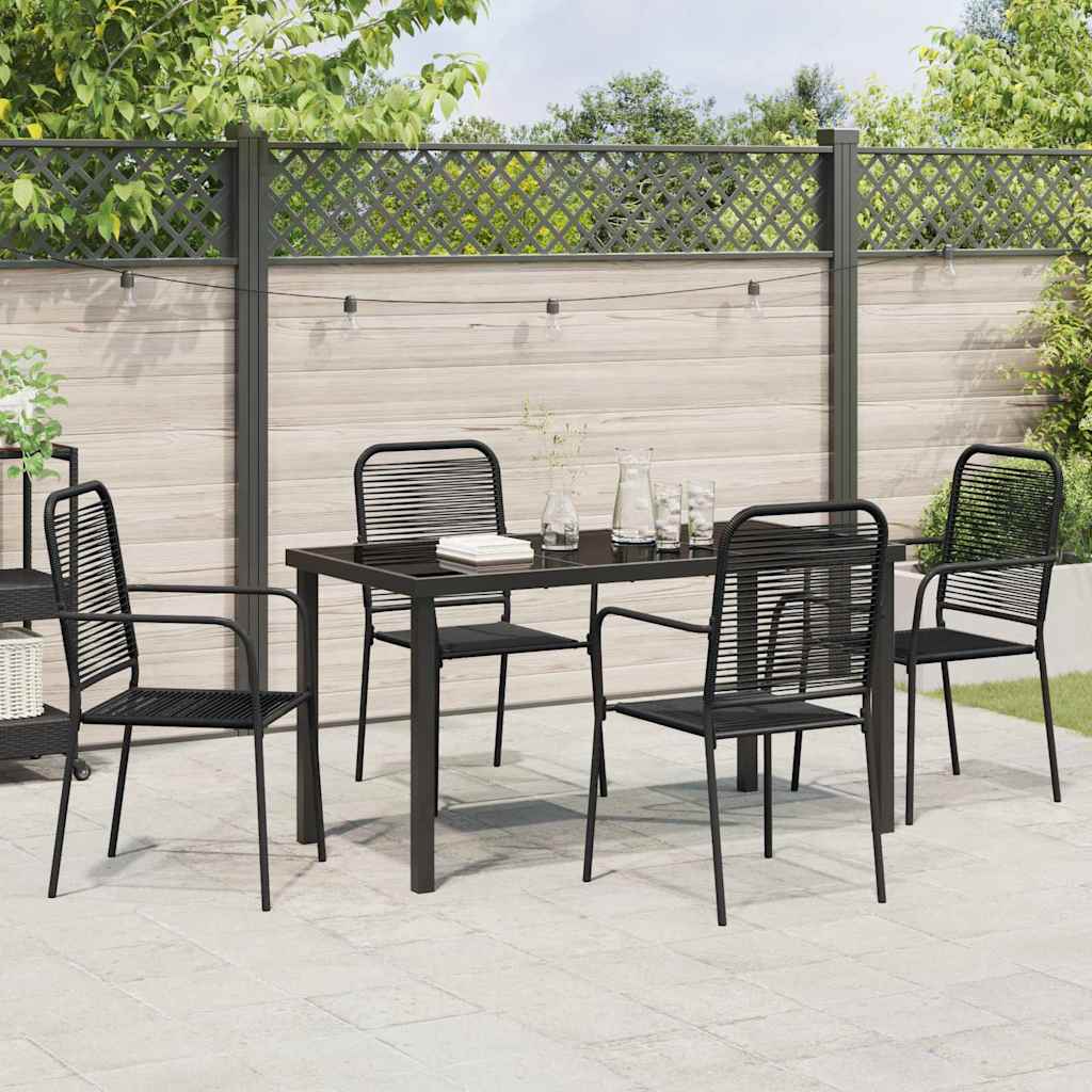 Garden Dining Set 5 pcs Black Powder-Coated Steel