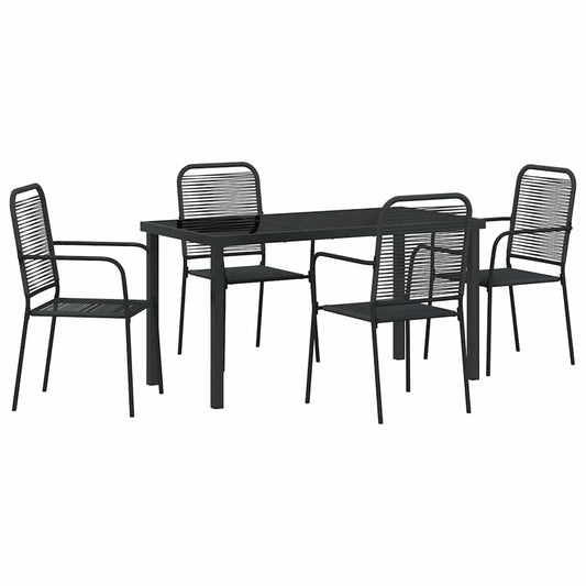 Garden Dining Set 5 pcs Black Powder-Coated Steel