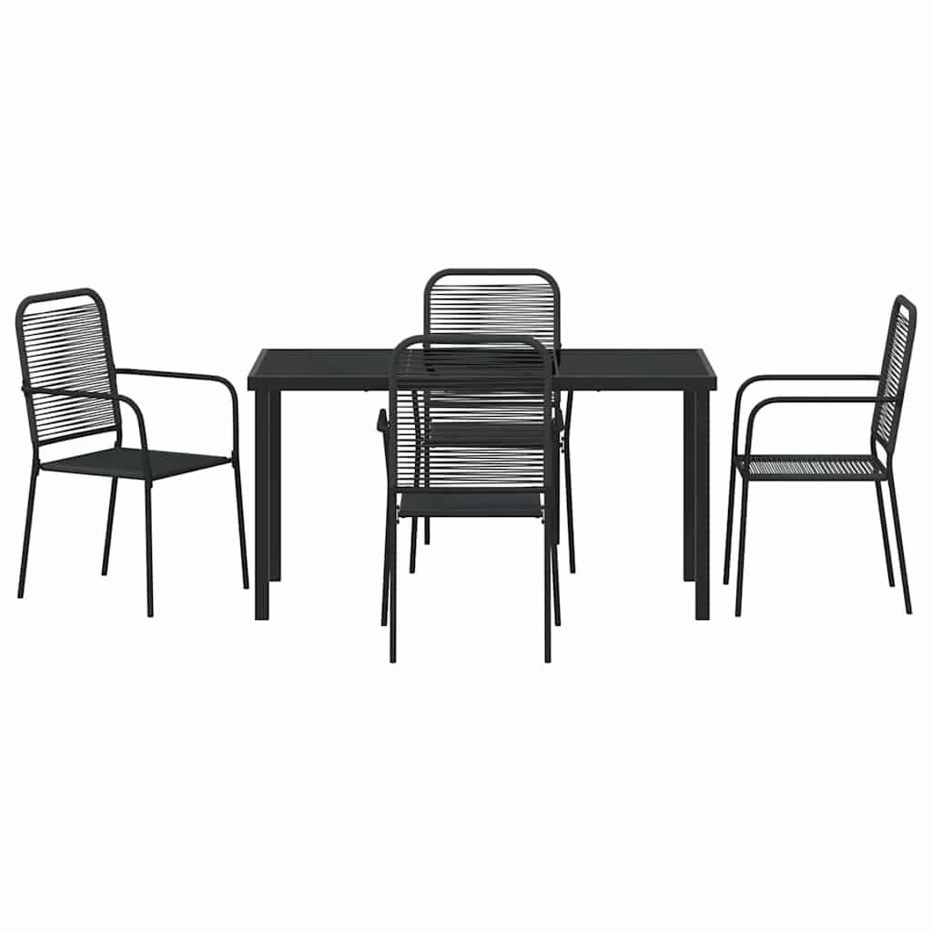 Garden Dining Set 5 pcs Black Powder-Coated Steel