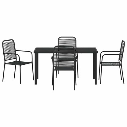 Garden Dining Set 5 pcs Black Powder-Coated Steel