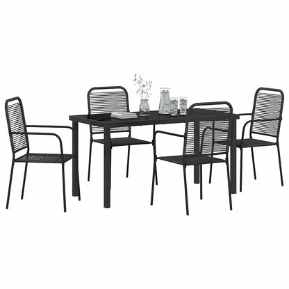 Garden Dining Set 5 pcs Black Powder-Coated Steel