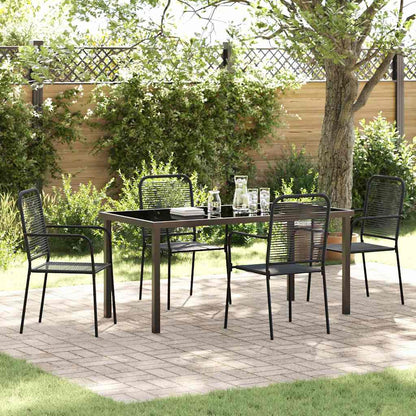 Garden Dining Set 5 pcs Black Powder-Coated Steel