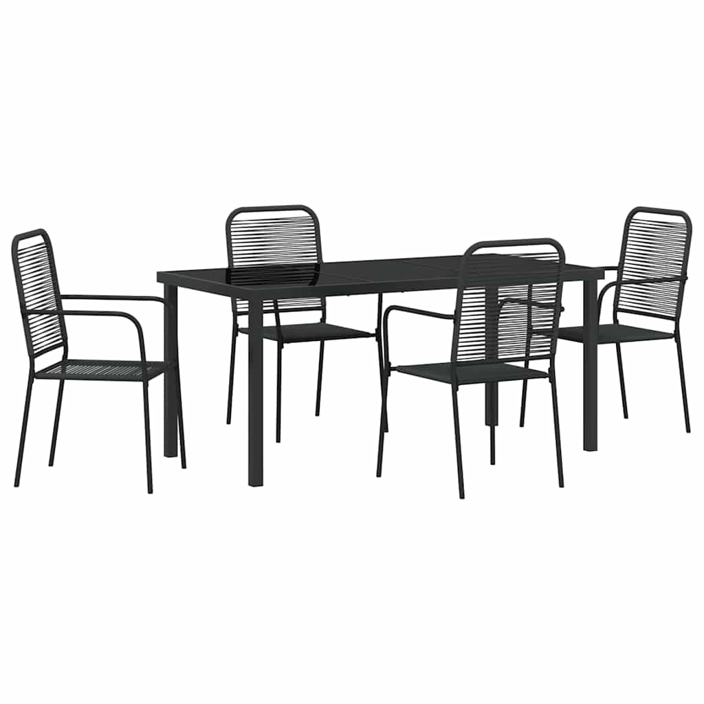 Garden Dining Set 5 pcs Black Powder-Coated Steel