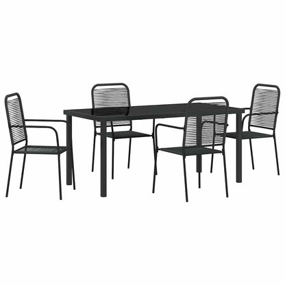 Garden Dining Set 5 pcs Black Powder-Coated Steel