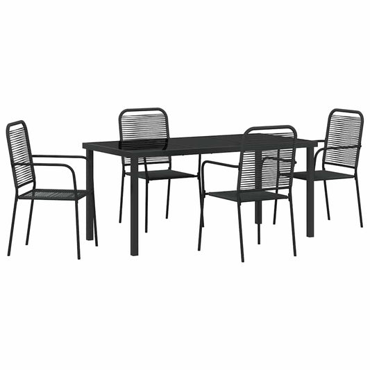 Garden Dining Set 5 pcs Black Powder-Coated Steel