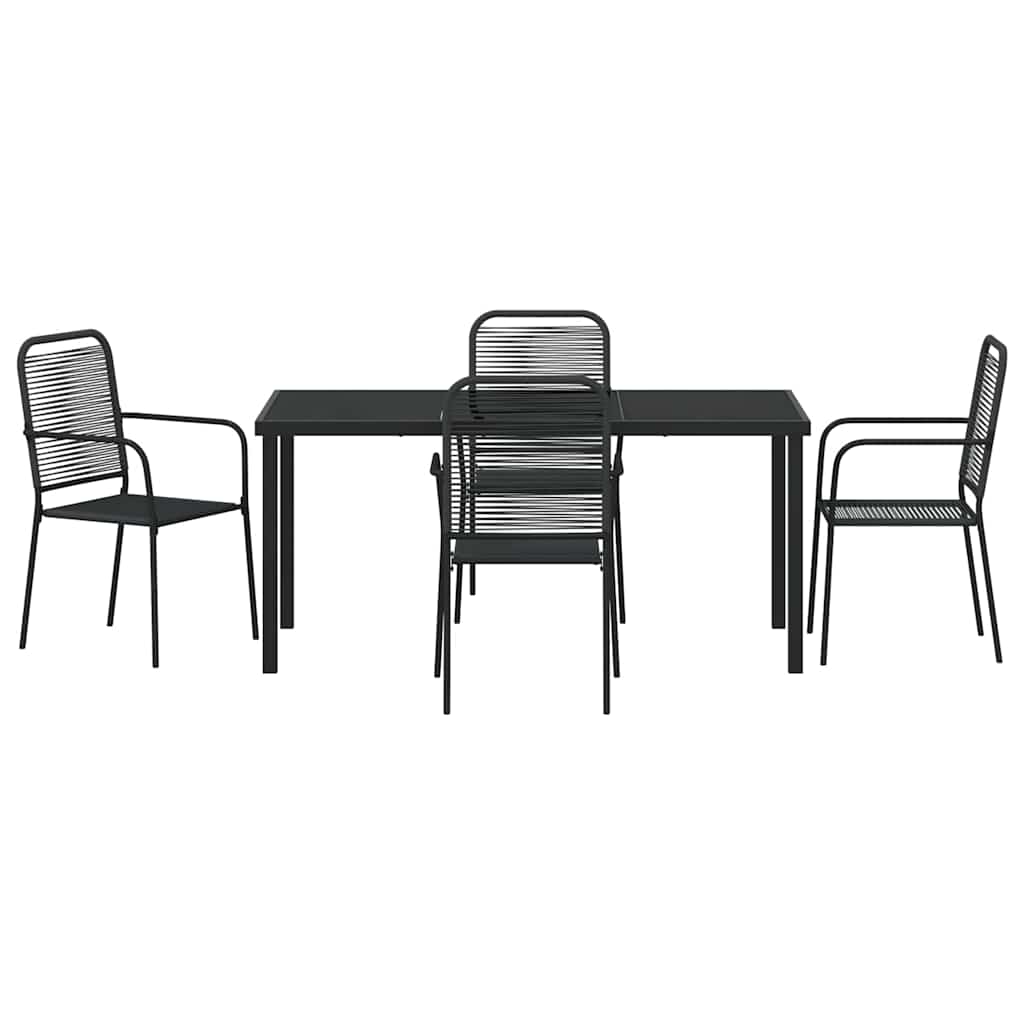 Garden Dining Set 5 pcs Black Powder-Coated Steel