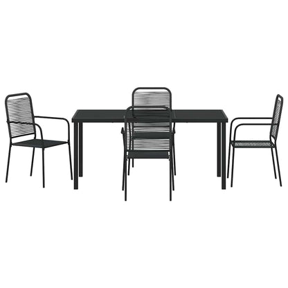 Garden Dining Set 5 pcs Black Powder-Coated Steel