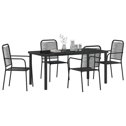 Garden Dining Set 5 pcs Black Powder-Coated Steel