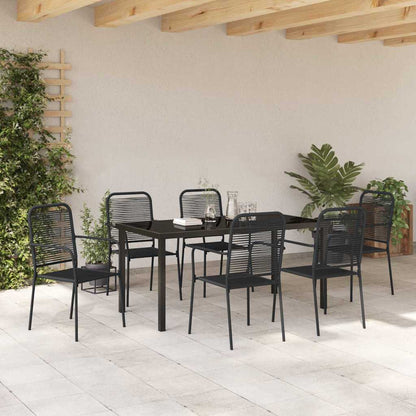 Garden Dining Set 7 pcs Black Powder-Coated Steel