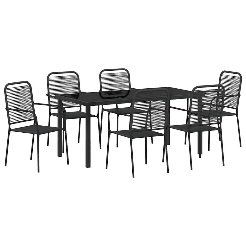 Garden Dining Set 7 pcs Black Powder-Coated Steel