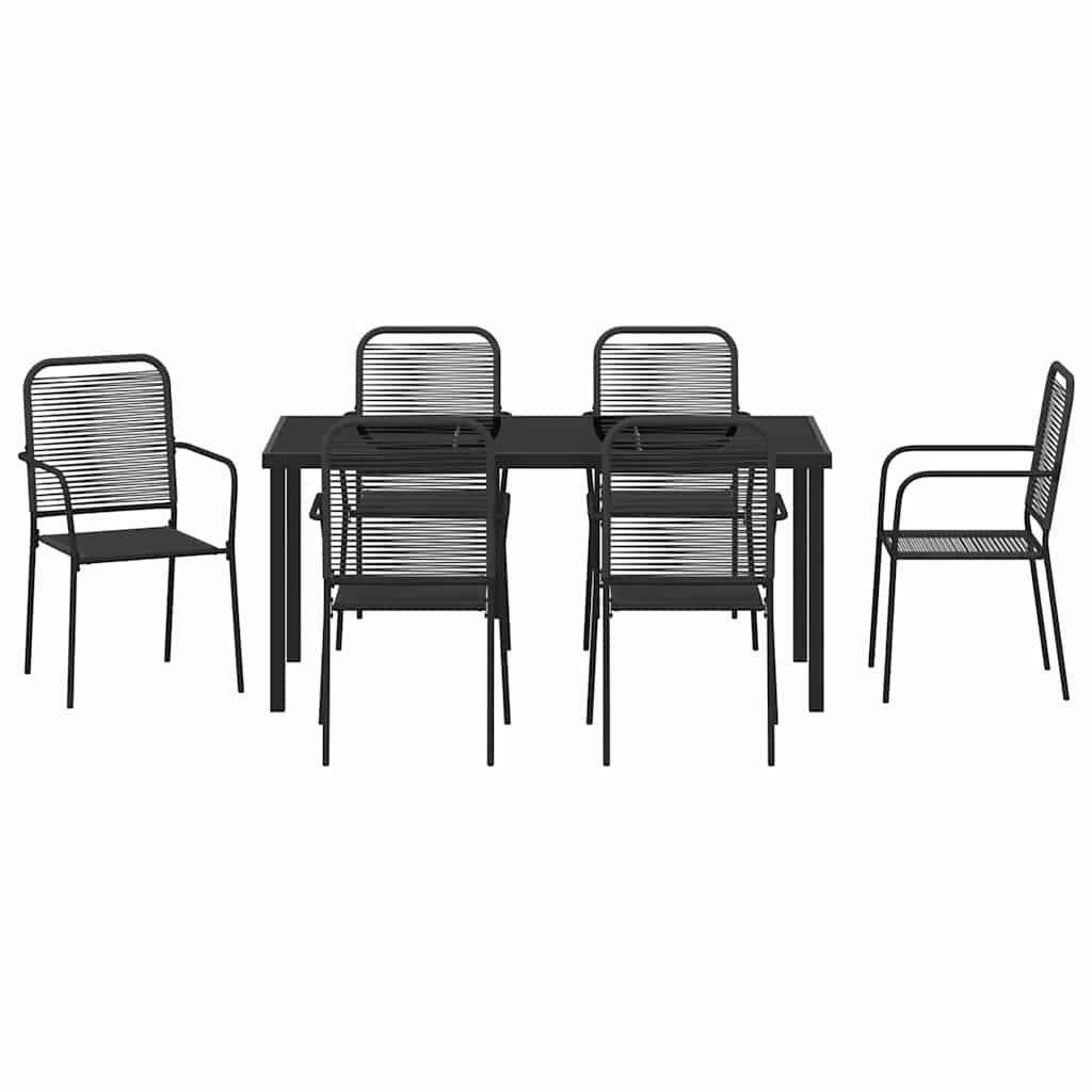Garden Dining Set 7 pcs Black Powder-Coated Steel