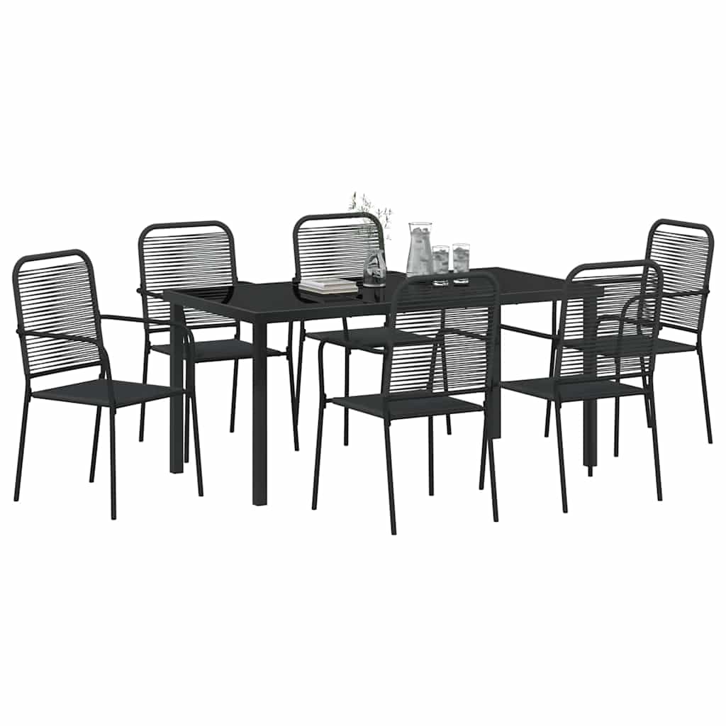 Garden Dining Set 7 pcs Black Powder-Coated Steel