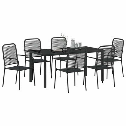 Garden Dining Set 7 pcs Black Powder-Coated Steel