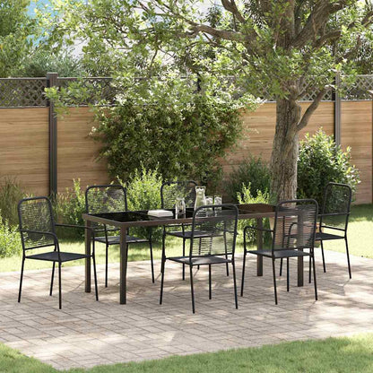 Garden Dining Set 7 pcs Black Powder-Coated Steel