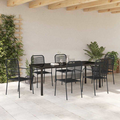Garden Dining Set 7 pcs Black Powder-Coated Steel