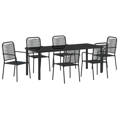 Garden Dining Set 7 pcs Black Powder-Coated Steel