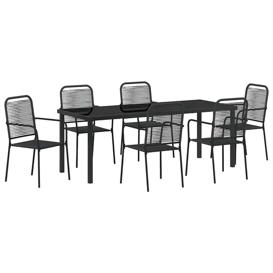 Garden Dining Set 7 pcs Black Powder-Coated Steel