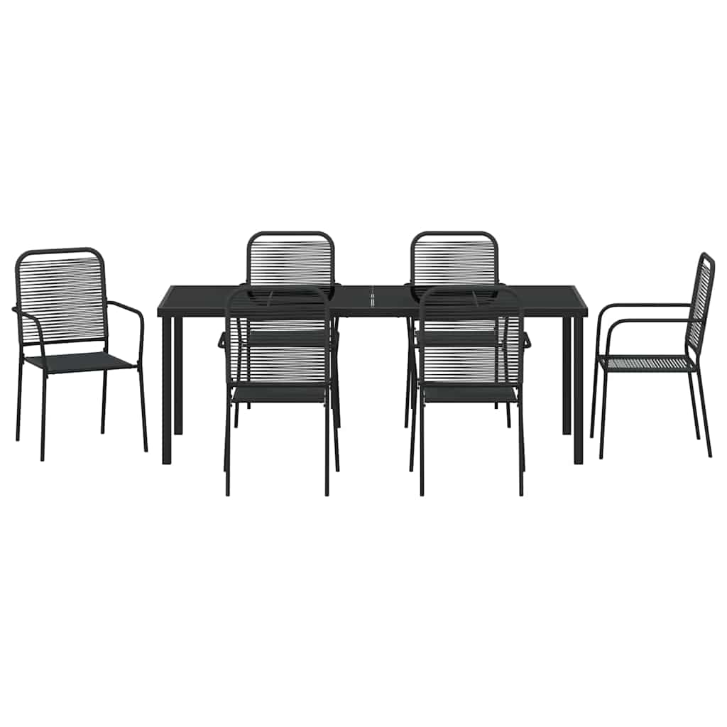Garden Dining Set 7 pcs Black Powder-Coated Steel