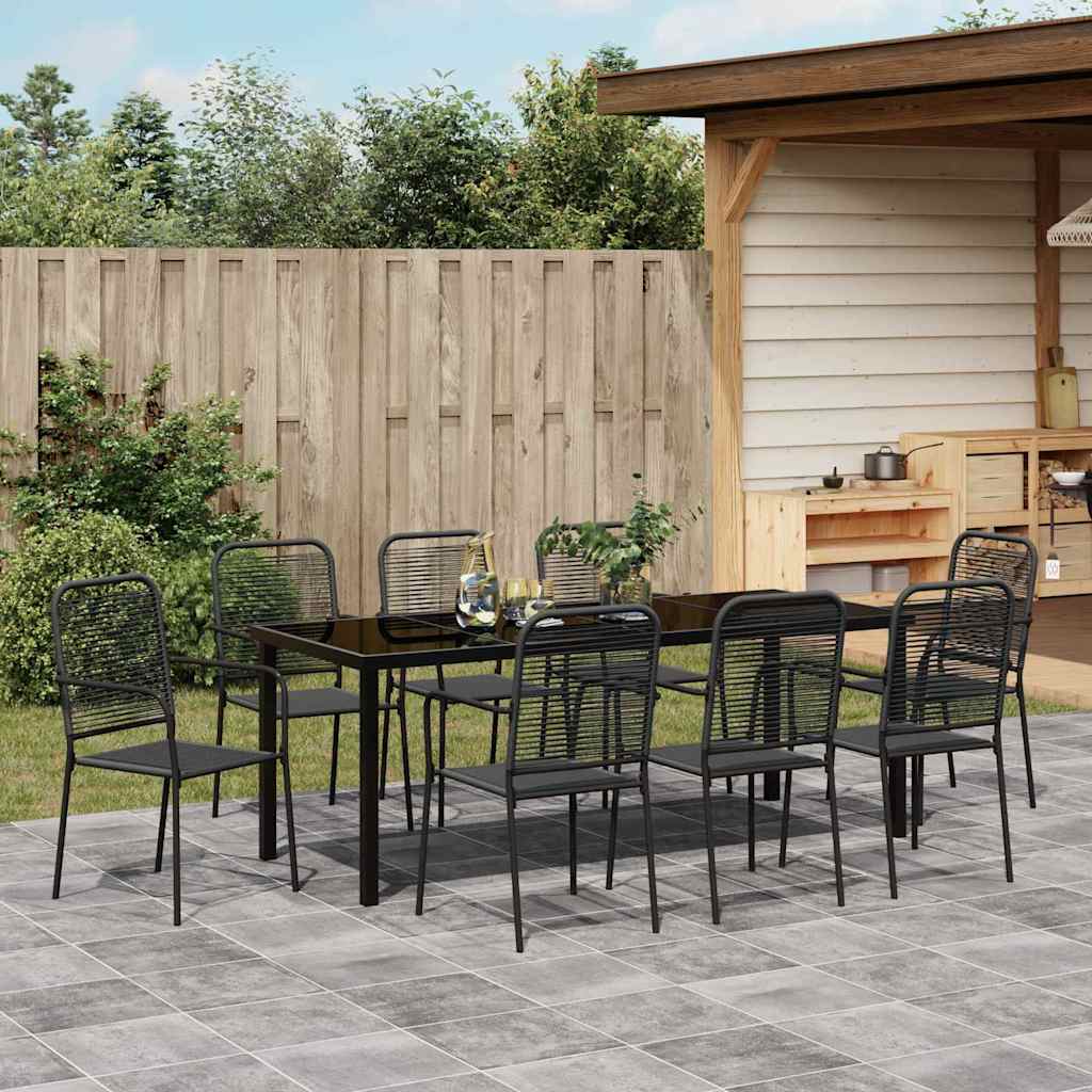 Garden Dining Set 9 pcs Black Powder-Coated Steel