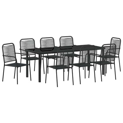 Garden Dining Set 9 pcs Black Powder-Coated Steel