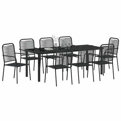 Garden Dining Set 9 pcs Black Powder-Coated Steel