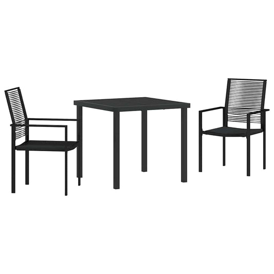 Garden Dining Set 3 pcs Black Powder-Coated Steel