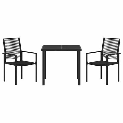 Garden Dining Set 3 pcs Black Powder-Coated Steel