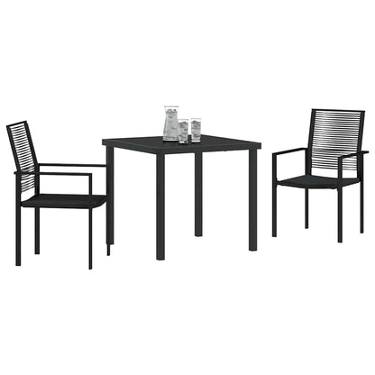 Garden Dining Set 3 pcs Black Powder-Coated Steel
