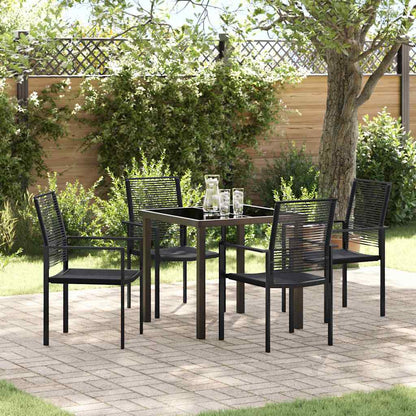 Garden Dining Set 5 pcs Black Powder-Coated Steel