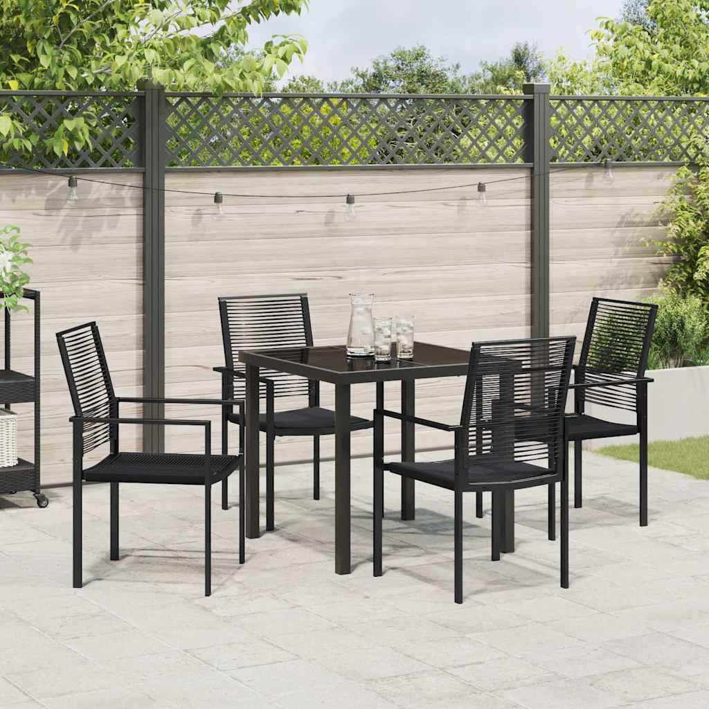 Garden Dining Set 5 pcs Black Powder-Coated Steel