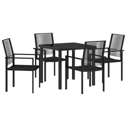 Garden Dining Set 5 pcs Black Powder-Coated Steel
